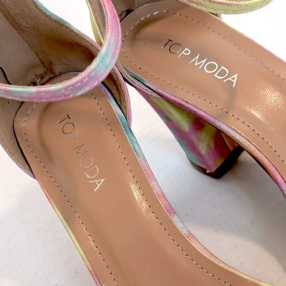 Top Moda Hannah tye dye block Heeled Sandals size 8 - Picture 3 of 12
